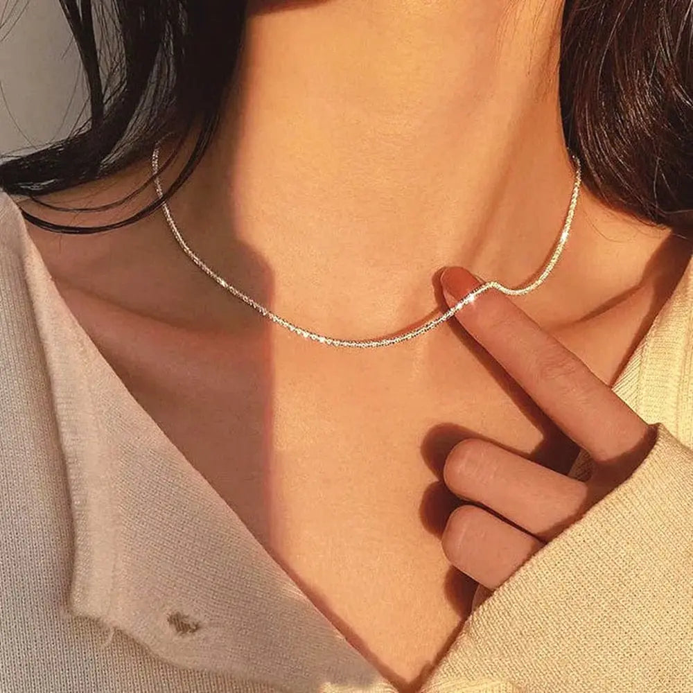 Sumeng Pearl Choker Necklace for women with a double-layer chain and pendant, stylish K-pop-inspired jewelry.