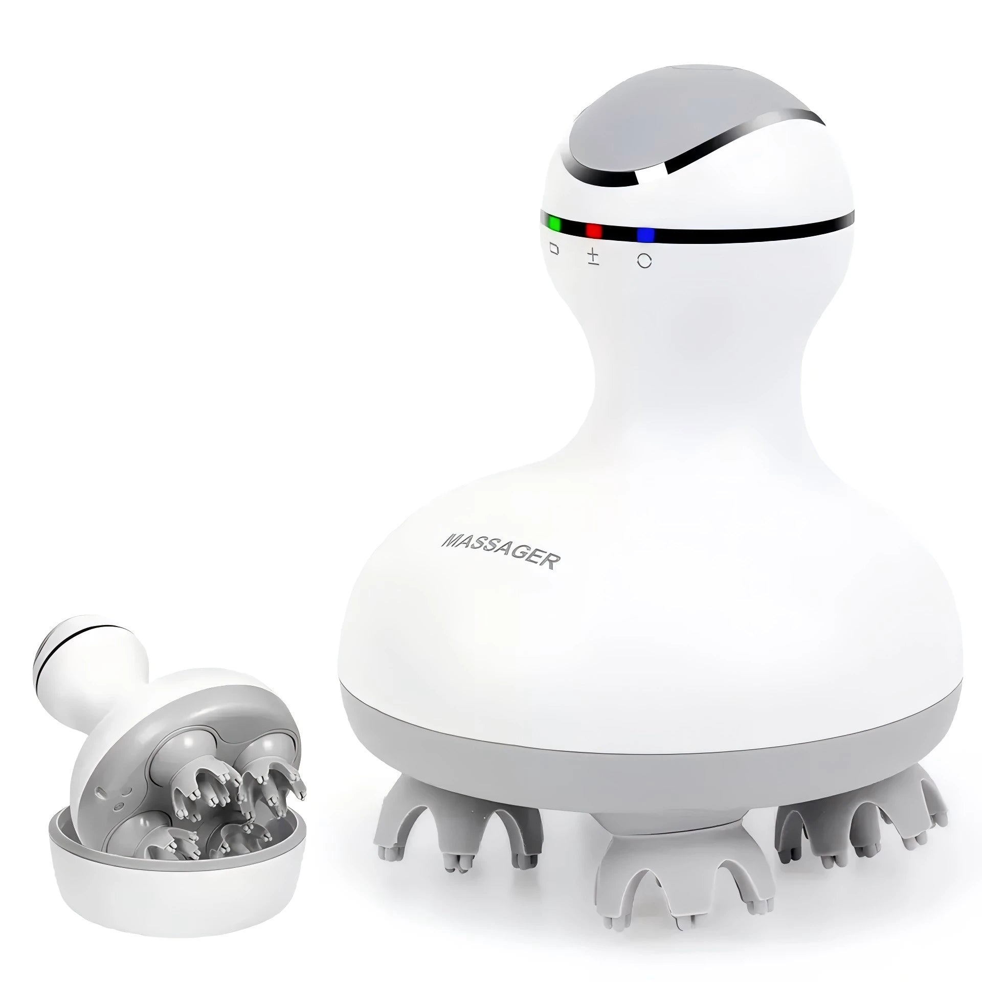 Showlu Smart General Scalp Massager 2.0 with soft silicone massage nodes for relaxing scalp stimulation and improved circulation.