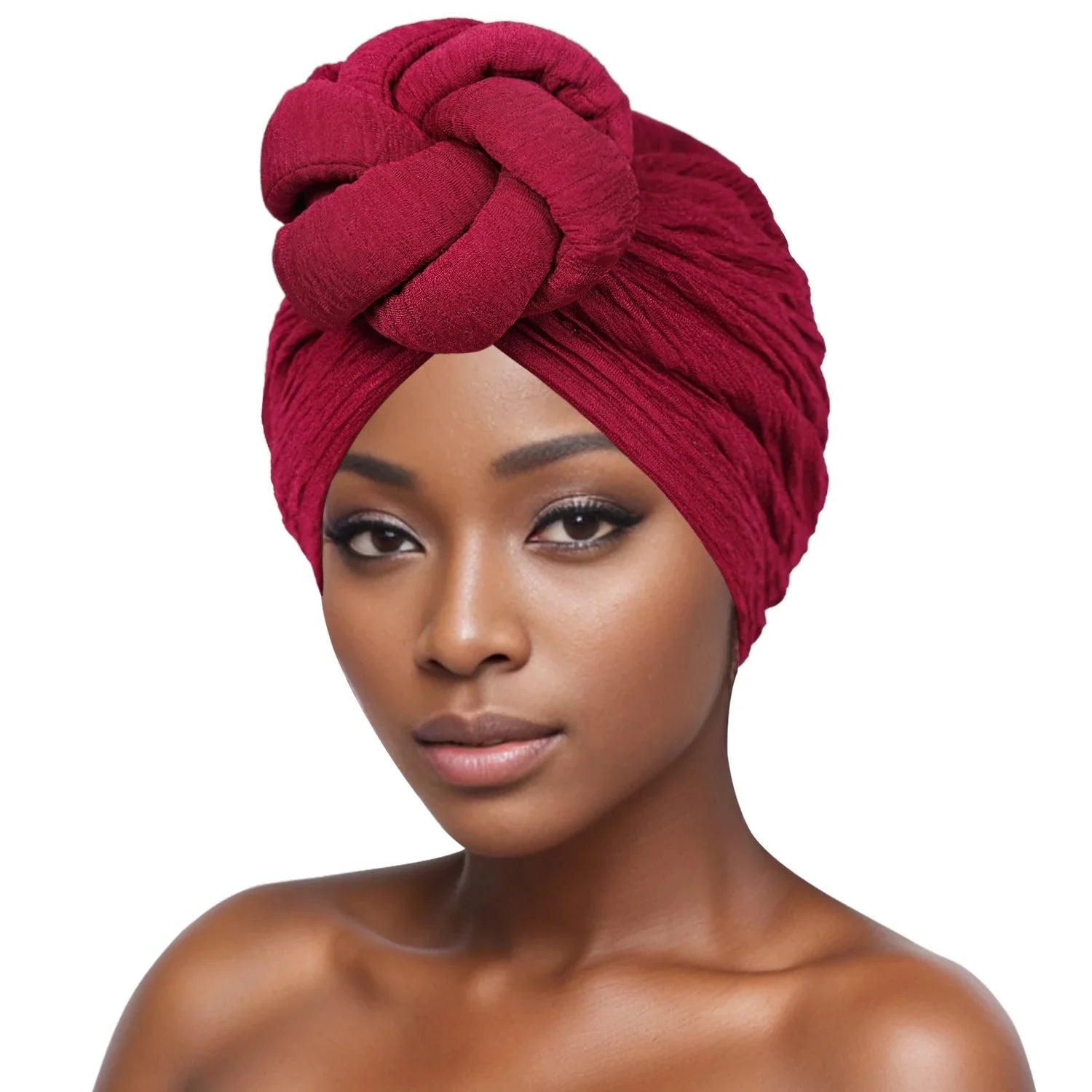 Showlu Fashion women's bubble cloth flower turban with elastic band, stylish daily hat for a chic and comfortable look.