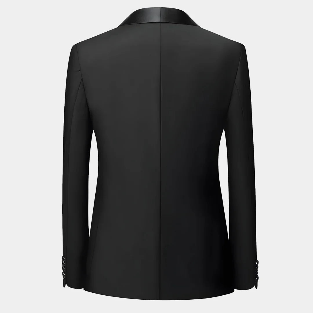 Black men's double-breasted suit from Lifetime Not Regret by Showlu Fashion, tailored for smart casual occasions.