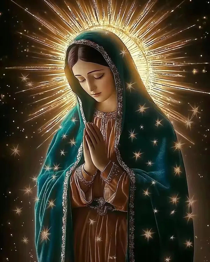 Beadslove Virgin Mary and Jesus 5D diamond painting kit with full drill featuring detailed religious artwork.