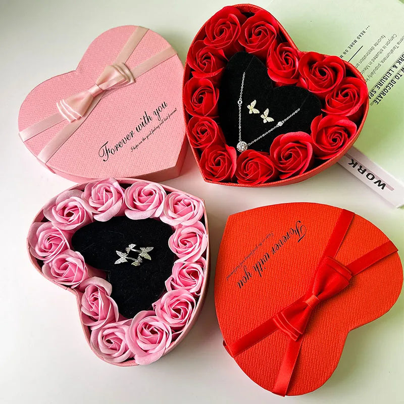 Red rose love gift box from Showlu Fashion Store, perfect for romantic occasions like anniversary, Valentine's Day, or Mother's Day.