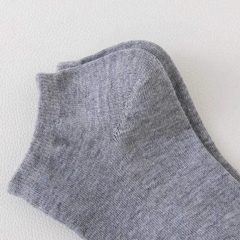 Set of five women's and men's boat socks, low cut no show ankle design, breathable, anti-slip, solid color casual summer socks.