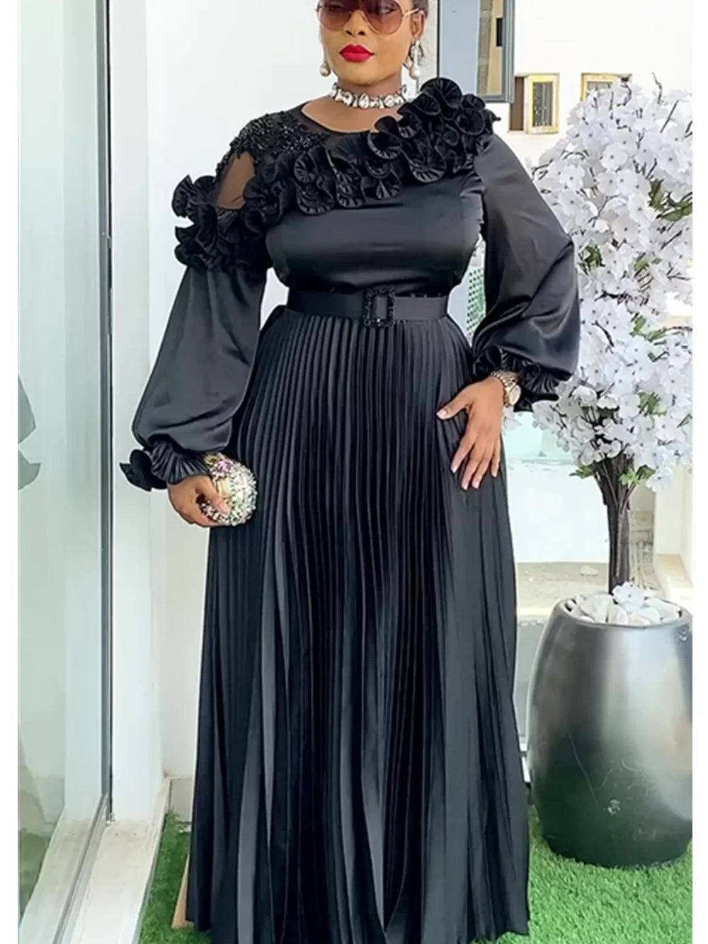 Plus size African party dress by Showlu Fashion, Ankara wedding evening gown with dashiki design and elegant maxi style