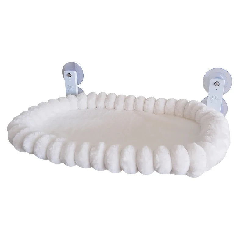 Foldable plush velvet cat window hammock by Showlu Fashion, featuring soft material and a cozy sleeping area for cats.