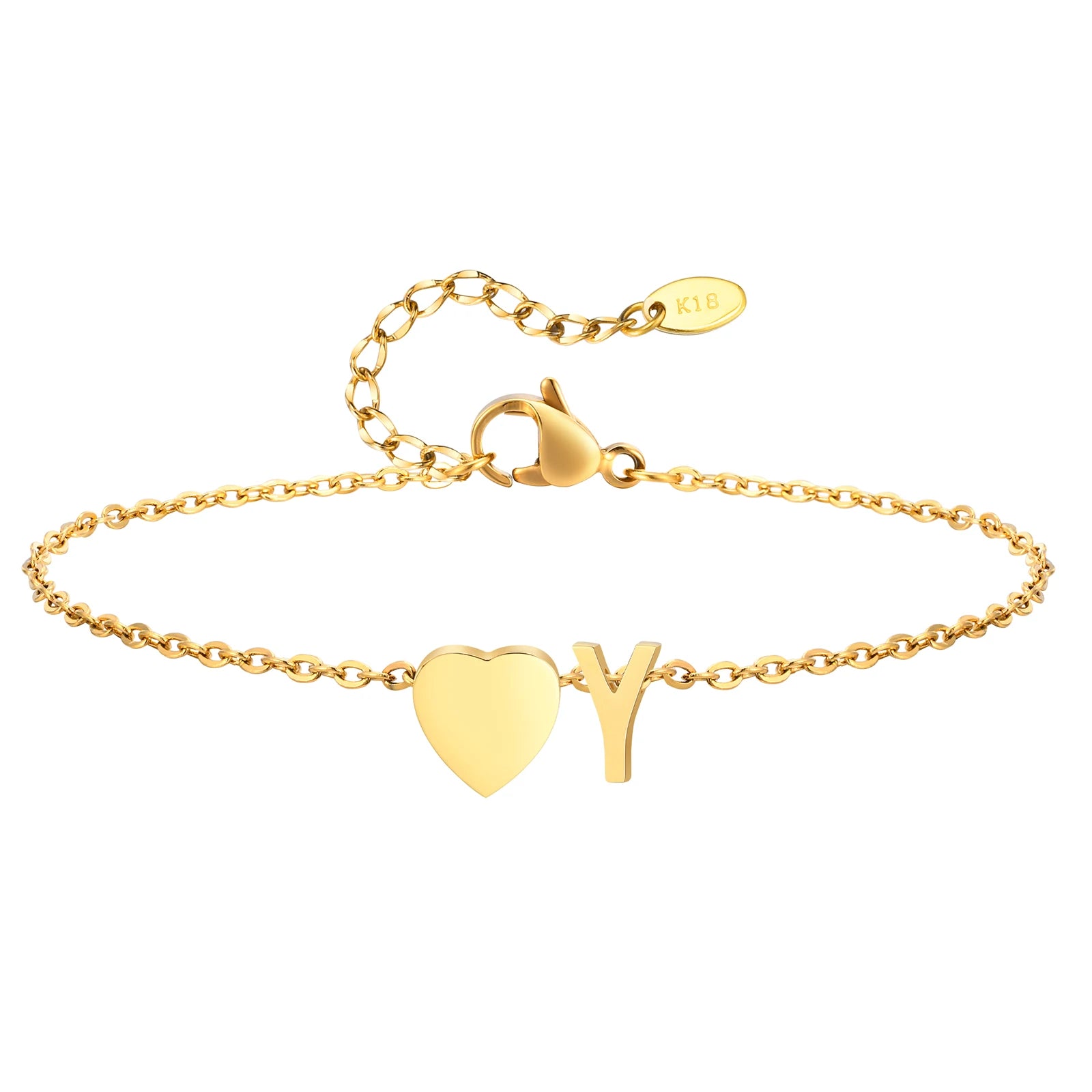Personalized women’s heart initial anklet bracelet with adjustable stainless steel beach jewelry and hypoallergenic foot chain design.