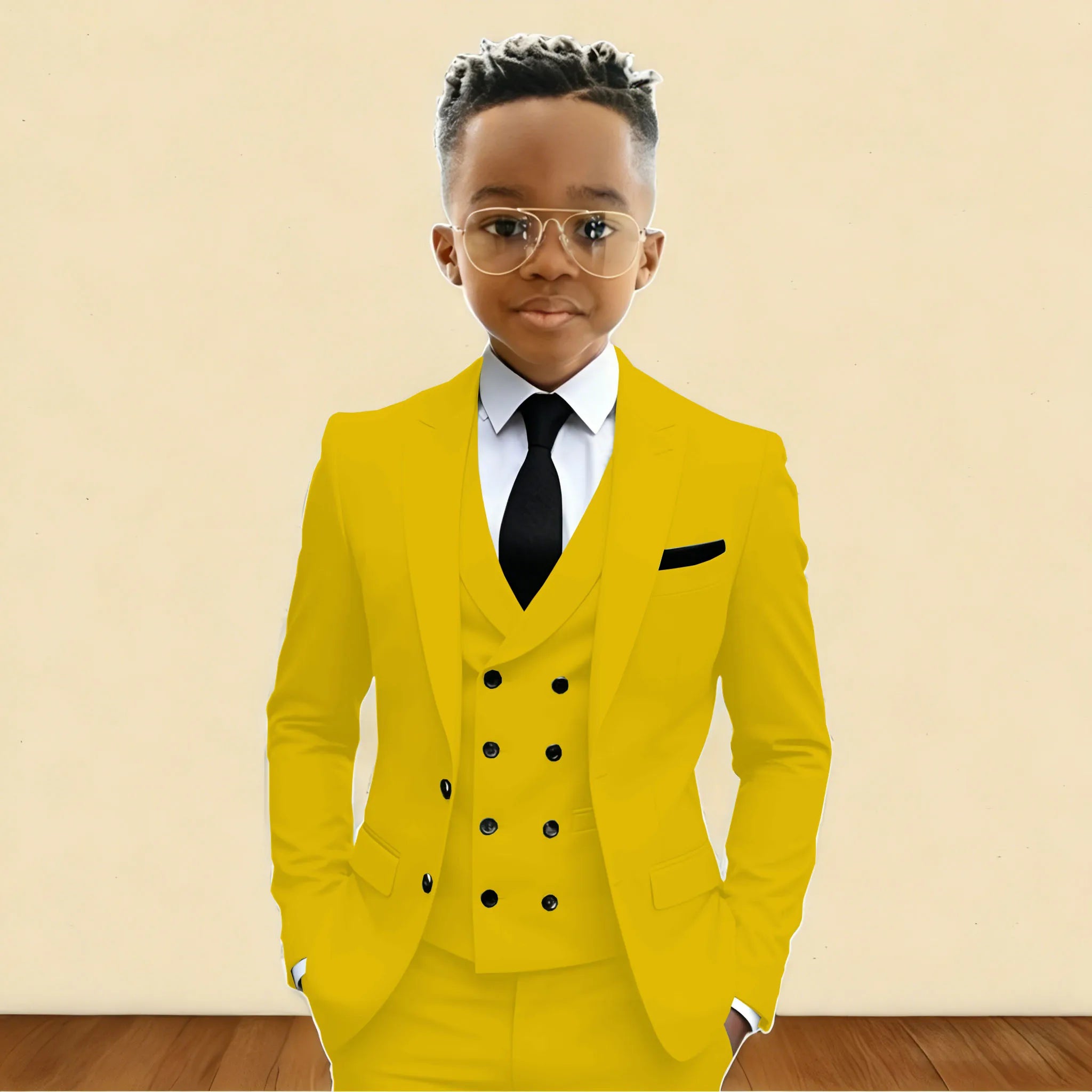 Mint Green 3 Pieces Flower Boy's Slim Fit Formal Suit Set for Wedding Prom Dinner Party Kids Uniform Tuxedos Blazer Vest Pants
