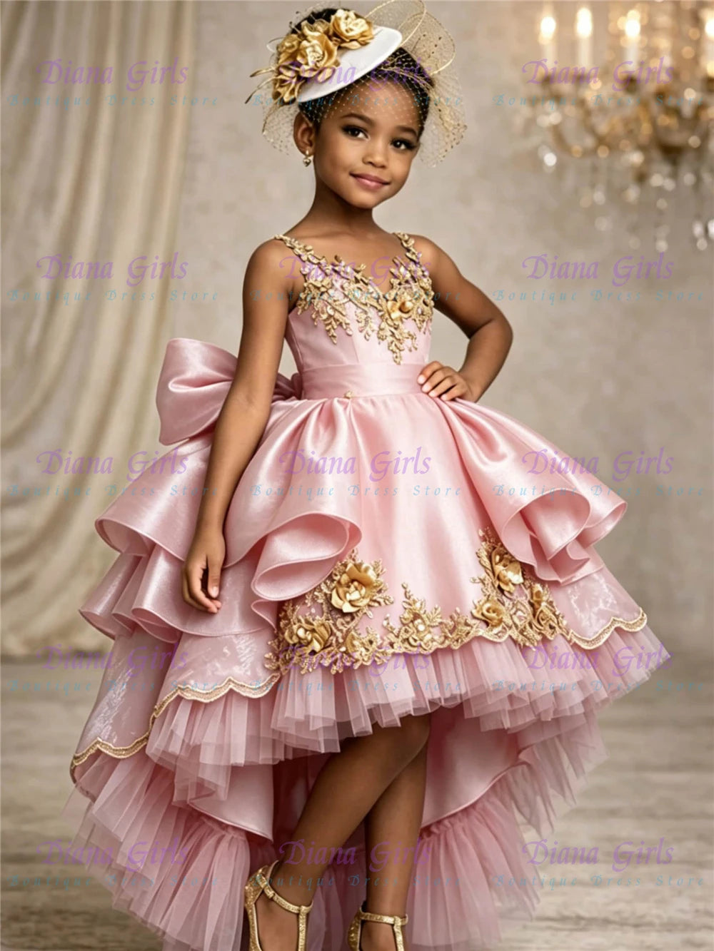 Lovely Quality Flower Girl Dress Blue Satin Fluffy For Girls Wedding Birthday Party Evening Baptism Gown Customizable Color Size