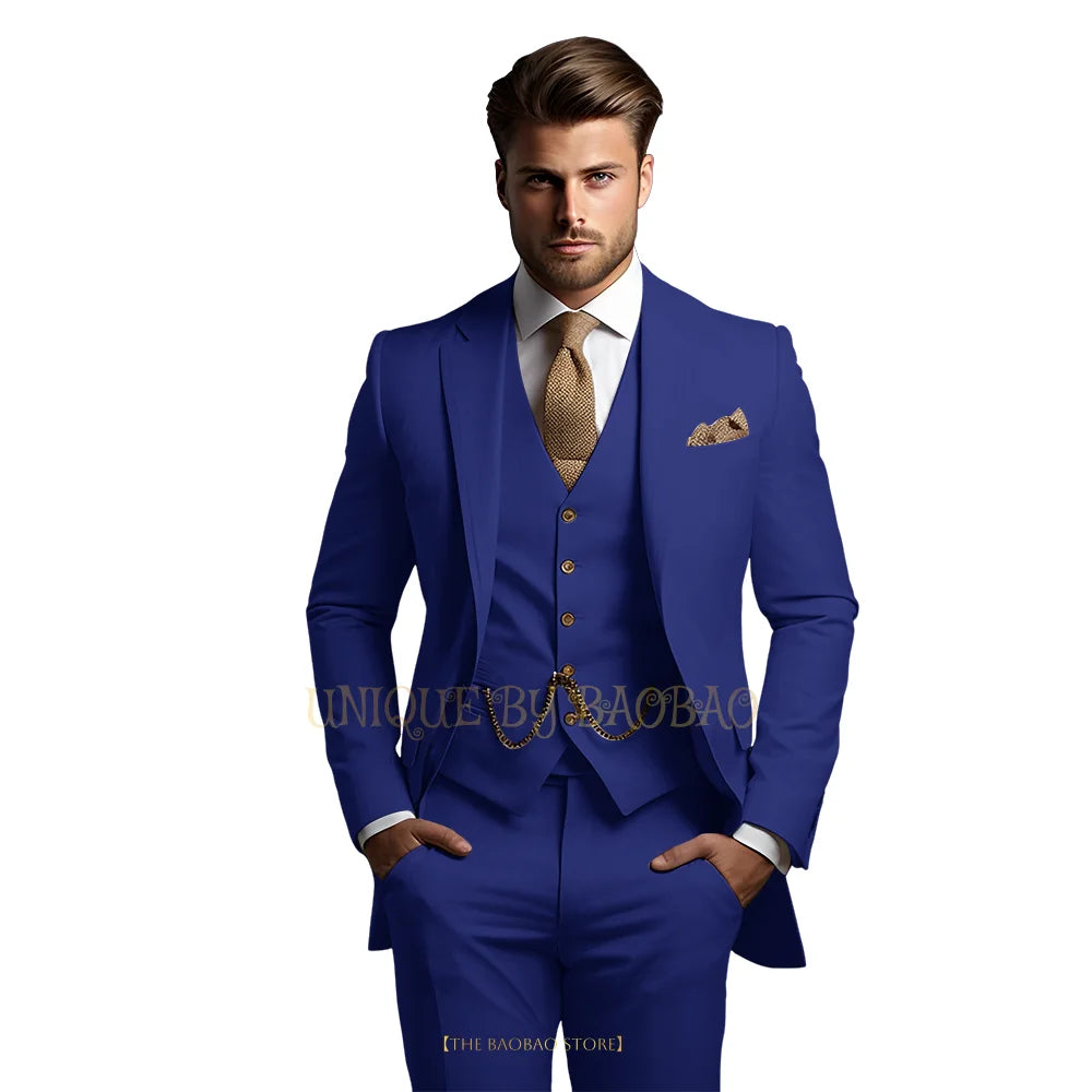 Men's grey 3-piece suit with jacket, vest, and trousers, elegant classic wedding and formal attire by Showlu Fashion Store