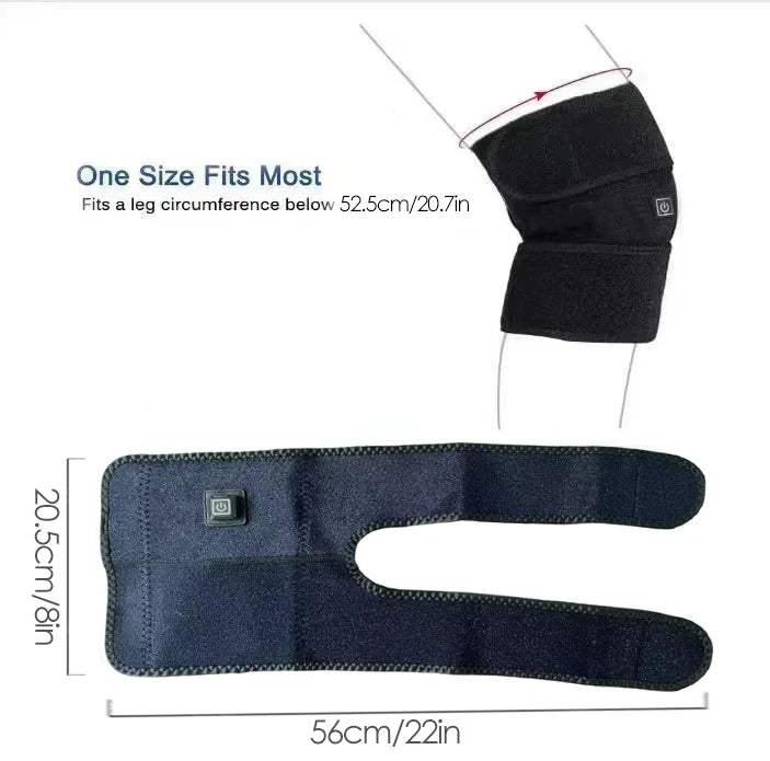 Showlu Smart USB heated knee brace with 3-level electric heat therapy, providing warm pain relief and support for knee discomfort.