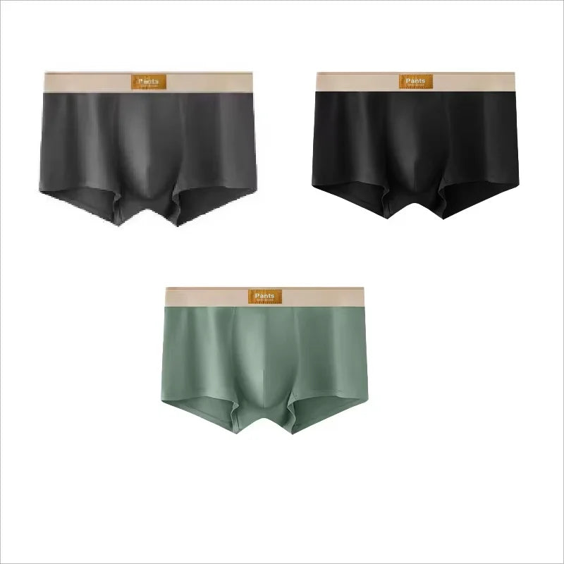 Four pairs of men's cotton boxer shorts in various colors, breathable and comfortable, large size L to 7XL, Showlu Fashion.