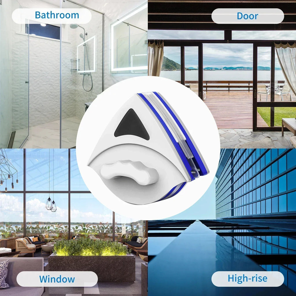 Showlu Smart General magnetic double-sided window glass cleaner tool with handles on both sides for easy cleaning.