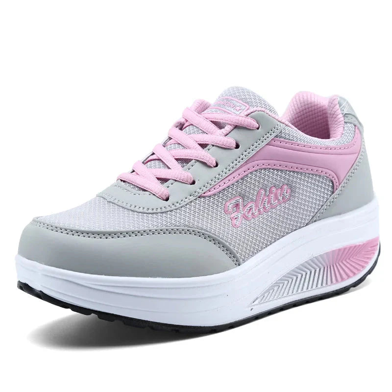 Breathable LIZUXIE Women's Mesh Walking Sneakers with platform flats, showcasing lightweight mesh design and casual athletic style.