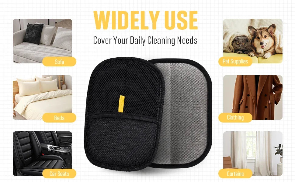 Showlu Smart General reusable pet hair gloves showing close-up of textured surface for removing pet fur from clothing and furniture.