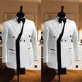 Men's custom-made wedding tuxedo jacket with peaked lapel, double-breasted design, suitable for formal occasions and business wear.