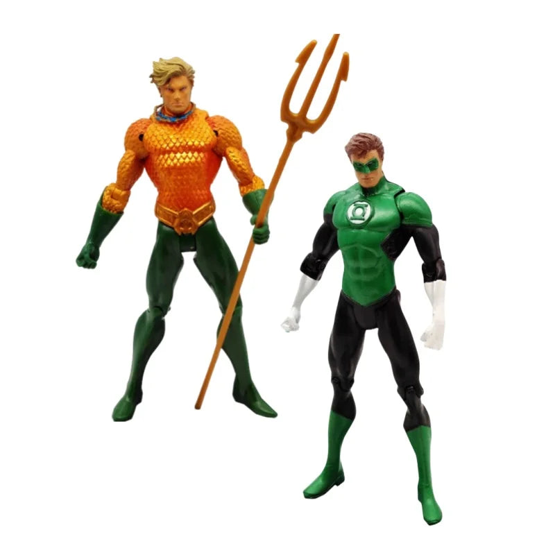 Justice League action figure by Bandai, 18cm movable PVC DC superhero toy with detailed character design.