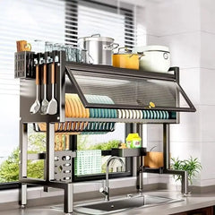 Kitchen Dish with Dust Cover – Adjustable Organizer for Plates,cocina,Eid Mubarak