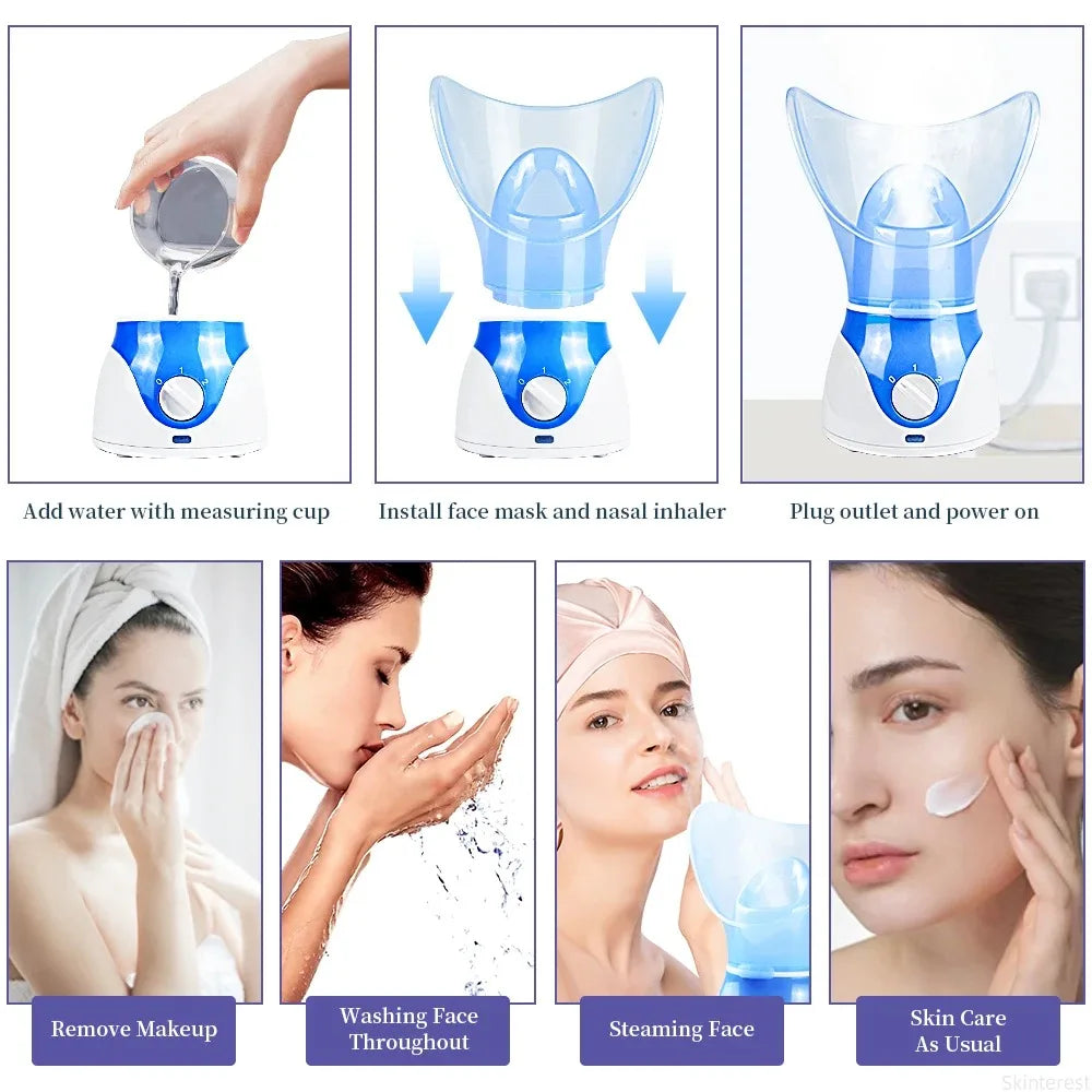 Showlu Smart facial steamer with hot and cold spray for face moisturizing and skin refreshment.