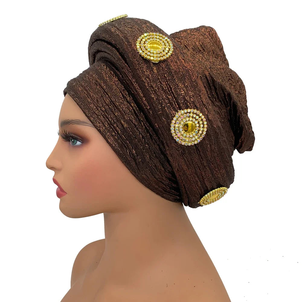 Female Wrap Head Bonnet Muslim Headscarf Hat Turbante Mujer African Autogele Headtie Fashion Women's Turban Cap