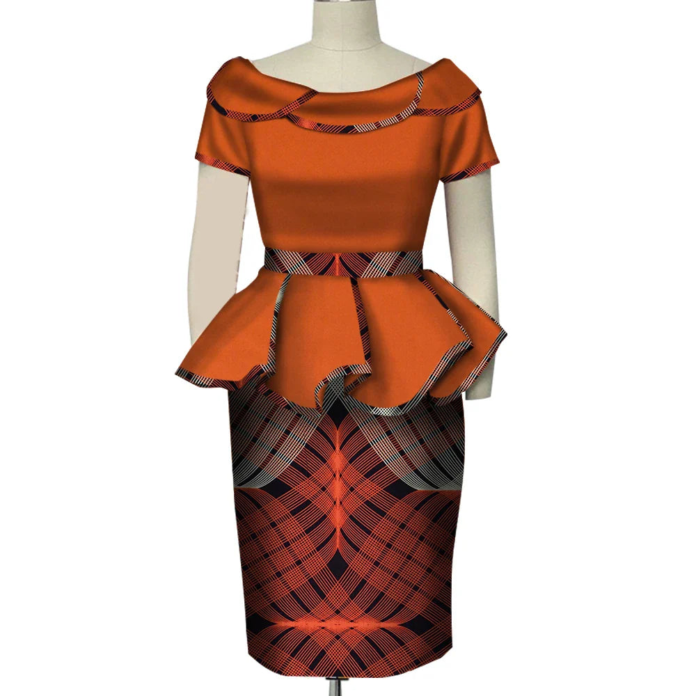 African dashiki two-piece set for women featuring a cotton skirt and top in vibrant traditional print by SHOWLU FASHION STORE.