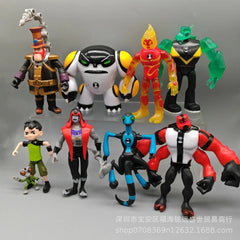 9 Pcs/Set Ben 10 3-12 Figure Ben Tennyson Ben Four Arms Grey Matter Heatblast Model Ornaments Anime Figures Doll Kids Toys Gifts