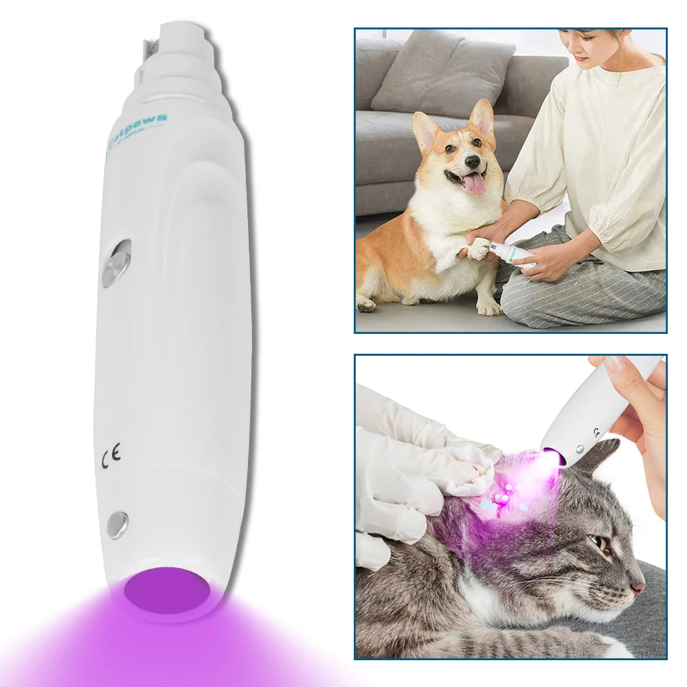 Electric pet nail grinder by Showlu Fashion Store, USB rechargeable dog nail trimmer with LED light for safe grooming.