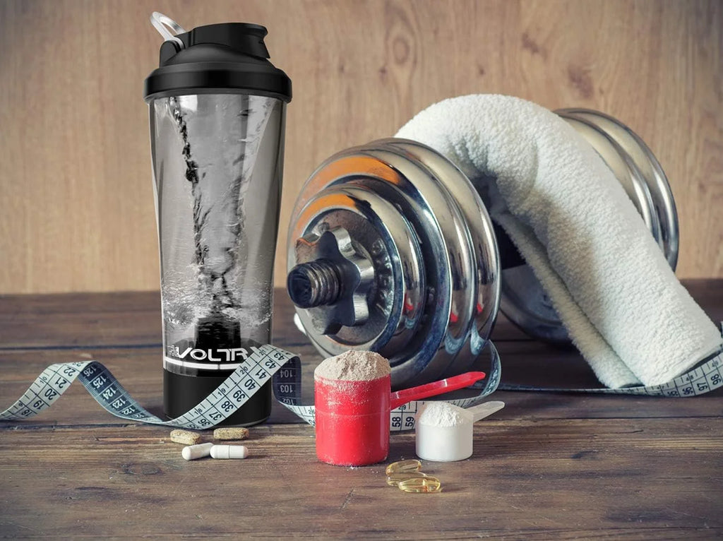 Showlu Electric Protein Shaker Bottle with 7000 RPM USB rechargeable mixer, sleek design for mixing supplements efficiently