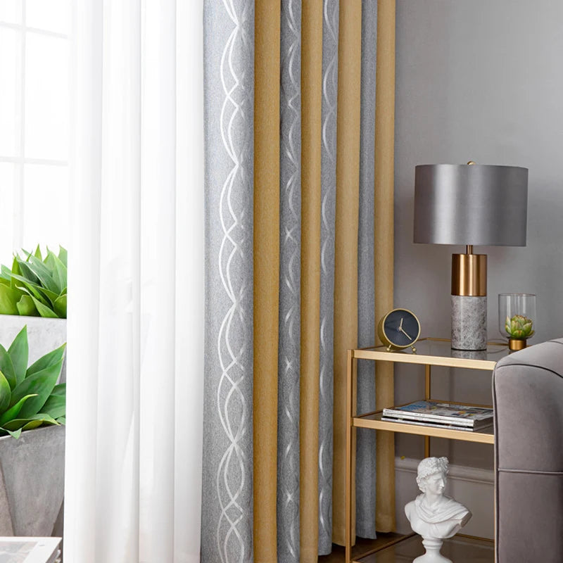 New Thickened Striped Jacquard Curtains For Kids Children's Room Living Room Bedroom Seamless Splicing Curtain Fabric