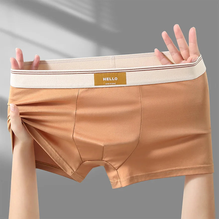 Breathable milk silk men's boxer shorts from Showlu Fashion Store, featuring comfortable and sexy underwear design.
