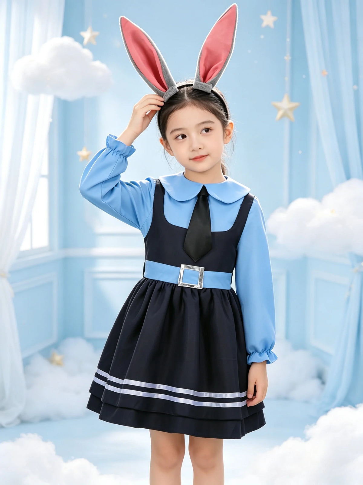 Girls Cute Rabbit Embroidery Dress Casual Academy Style Daily Wear Dress