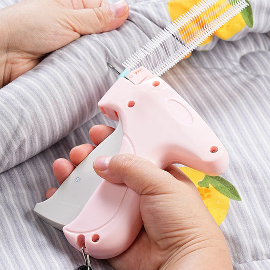 Quick Clothing Fixer with 50/100 Bear Buckles Mini Clothing Sewing Machine Portable Instant Button Garment Connector for Clothes
