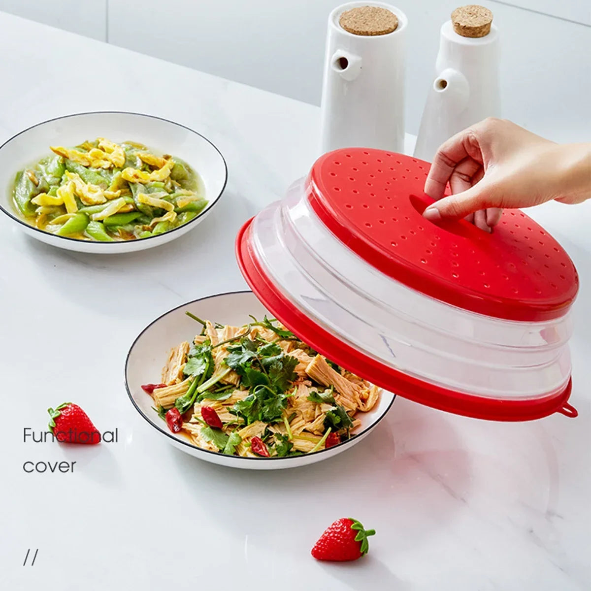 Showlu Smart General silicone microwave cover with vented design for steaming and splatter prevention in the kitchen.