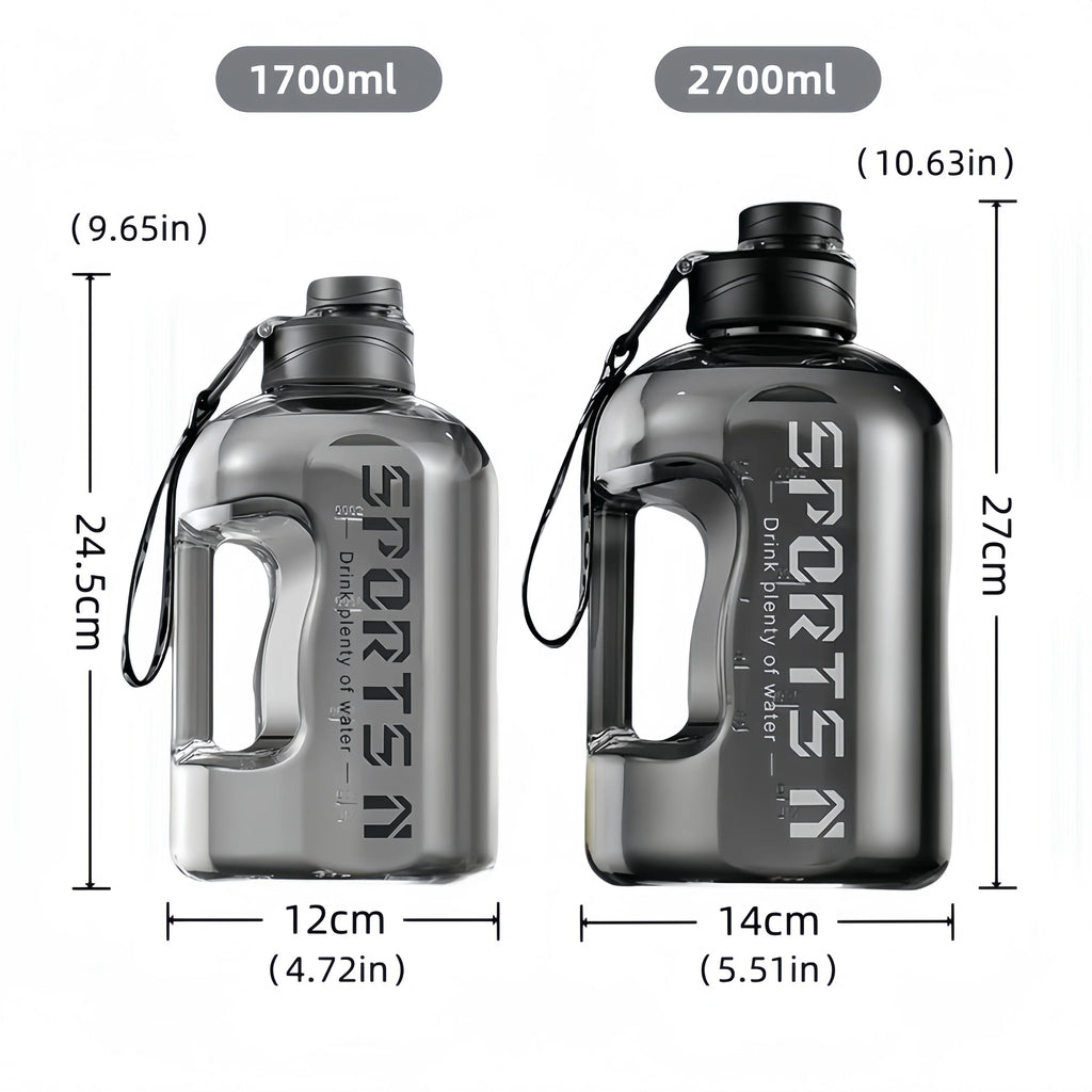 1.7/2.7L Large Capacity Sports Water Bottle Plastic Drinking Bottles with Time Scale Outdoor Camping Hiking Gym Men Water Kettle