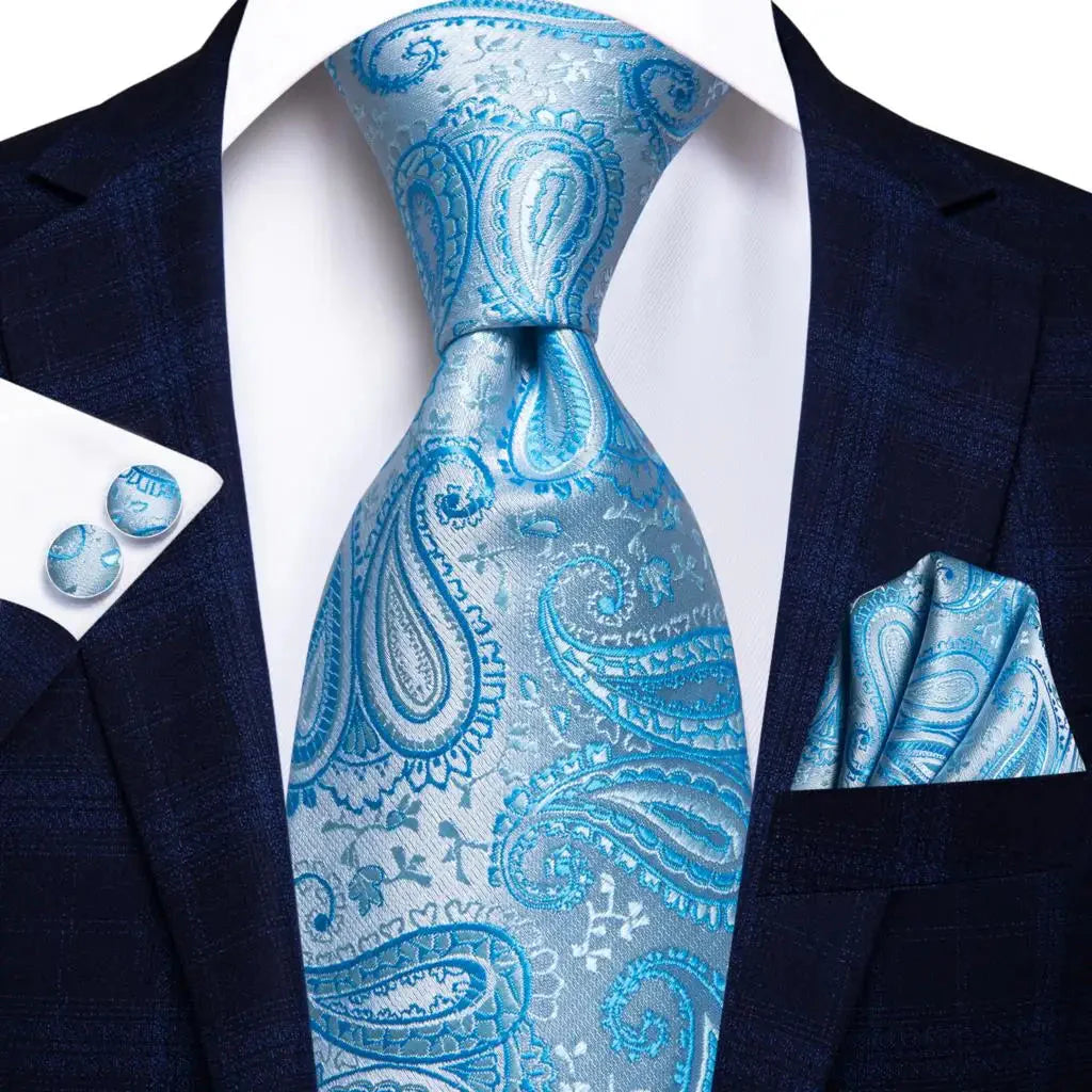 Mint green silk tie set with matching cufflinks, men's necktie and accessories from SHOWLU FASHION STORE