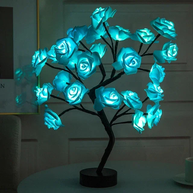 Showlu Smart General Rose LED Tree Lamp with 3D flower design, USB powered, decorative floral light for home or office.