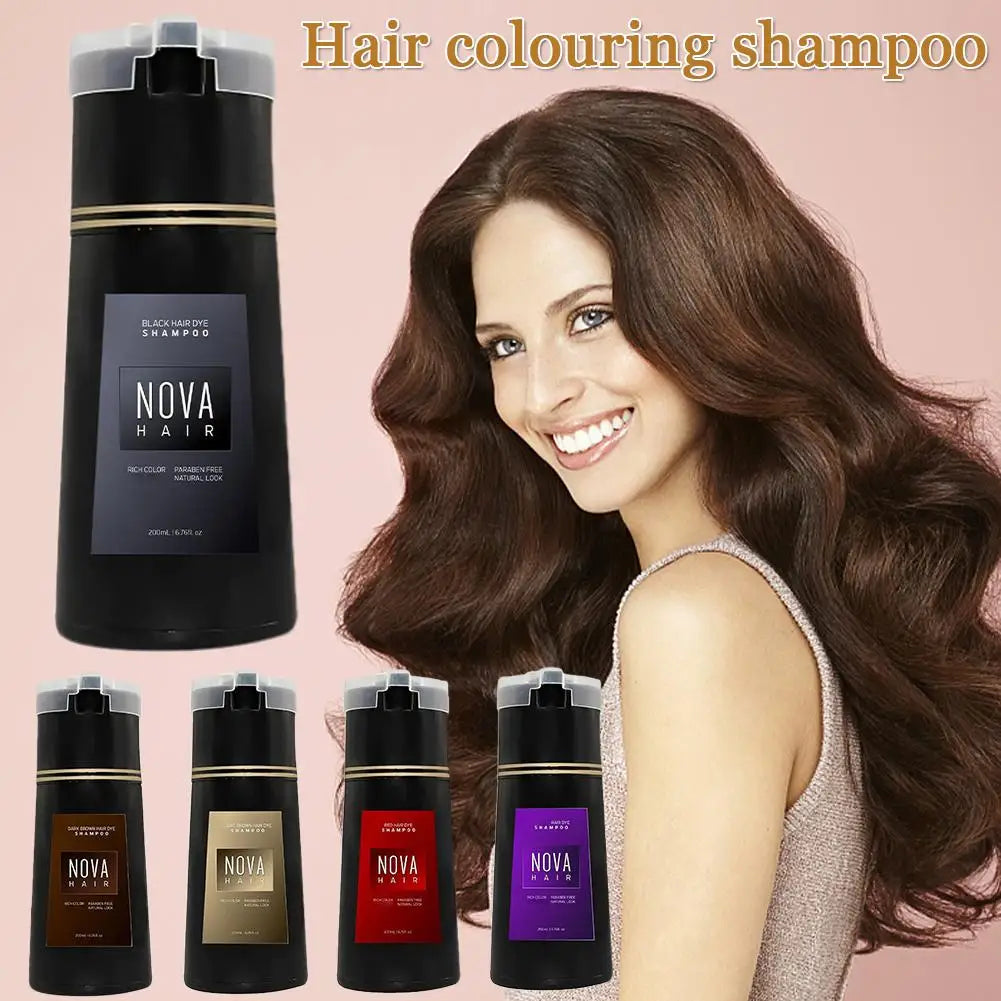 LANBENA 3-in-1 natural hair dye shampoo bottle with black hair color, suitable for unisex use, shown in the image.
