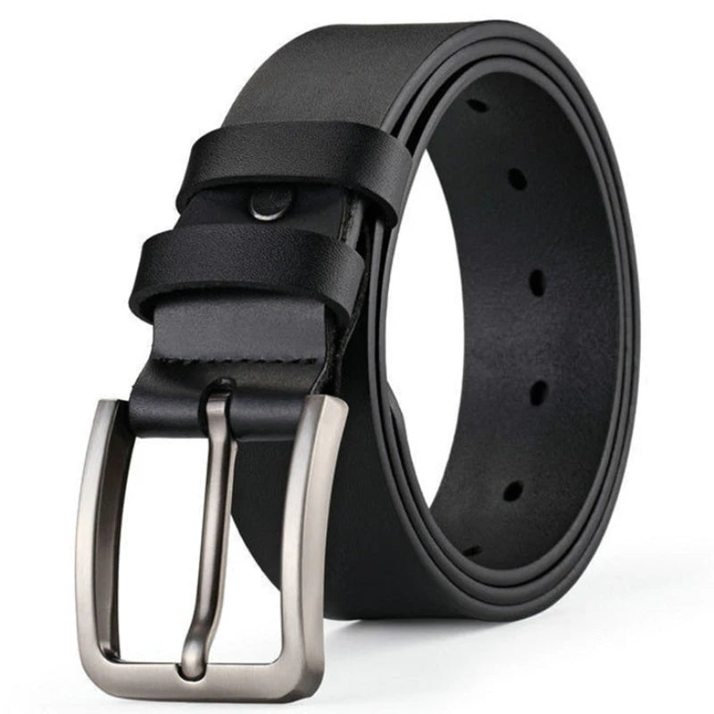 Men's alloy square pin buckle belt by Showlu Fashion, featuring luxury designer PU leather and classic jeans style.