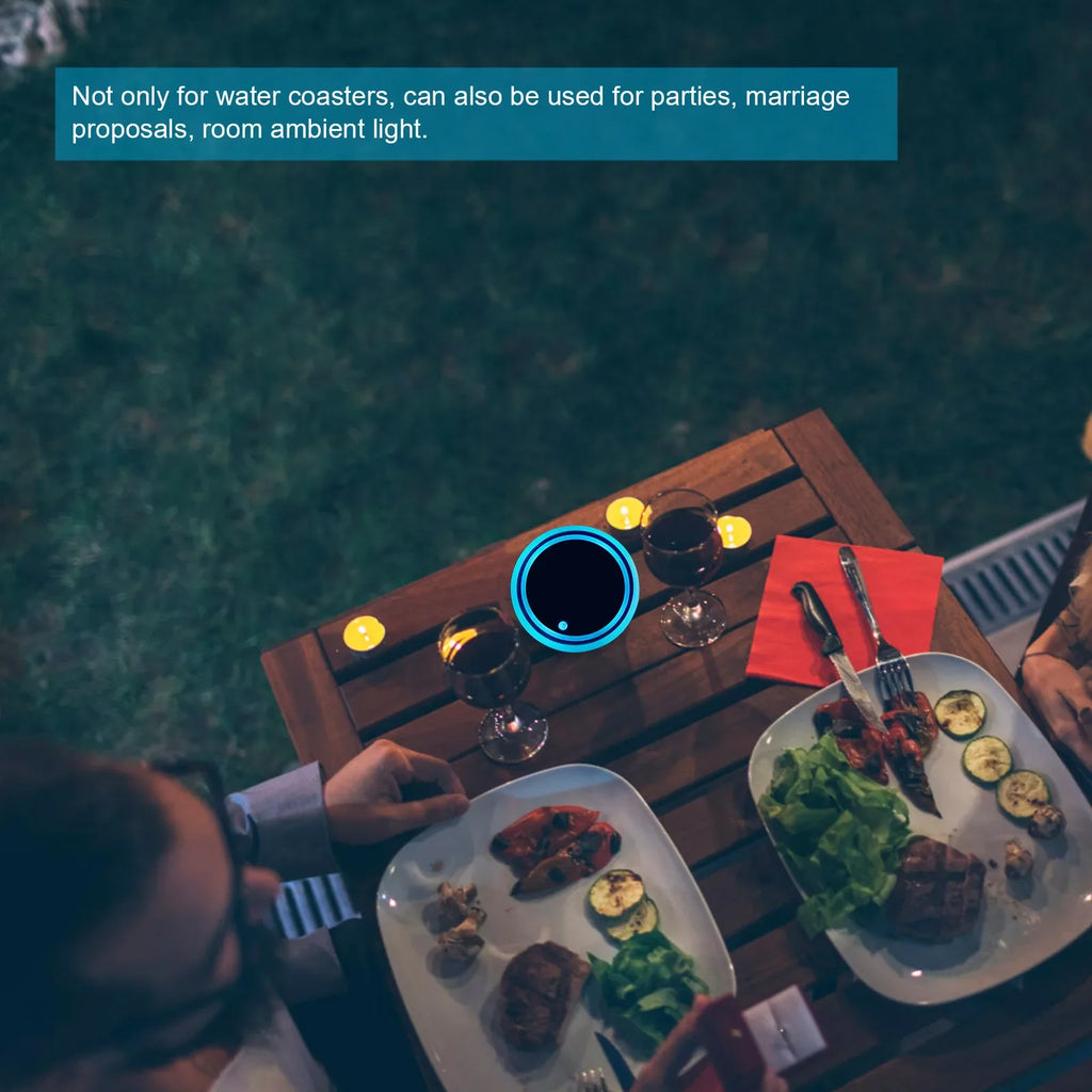 Showlu Smart LED cup holder light pad emitting soft ambient USB 5V illumination inside a vehicle cup holder.