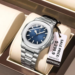 POEDAGAR Square Luxury Men Wristwatch Waterproof Luminous Date Stainless Steel Male Clock Business Sports Quartz Watches For Men