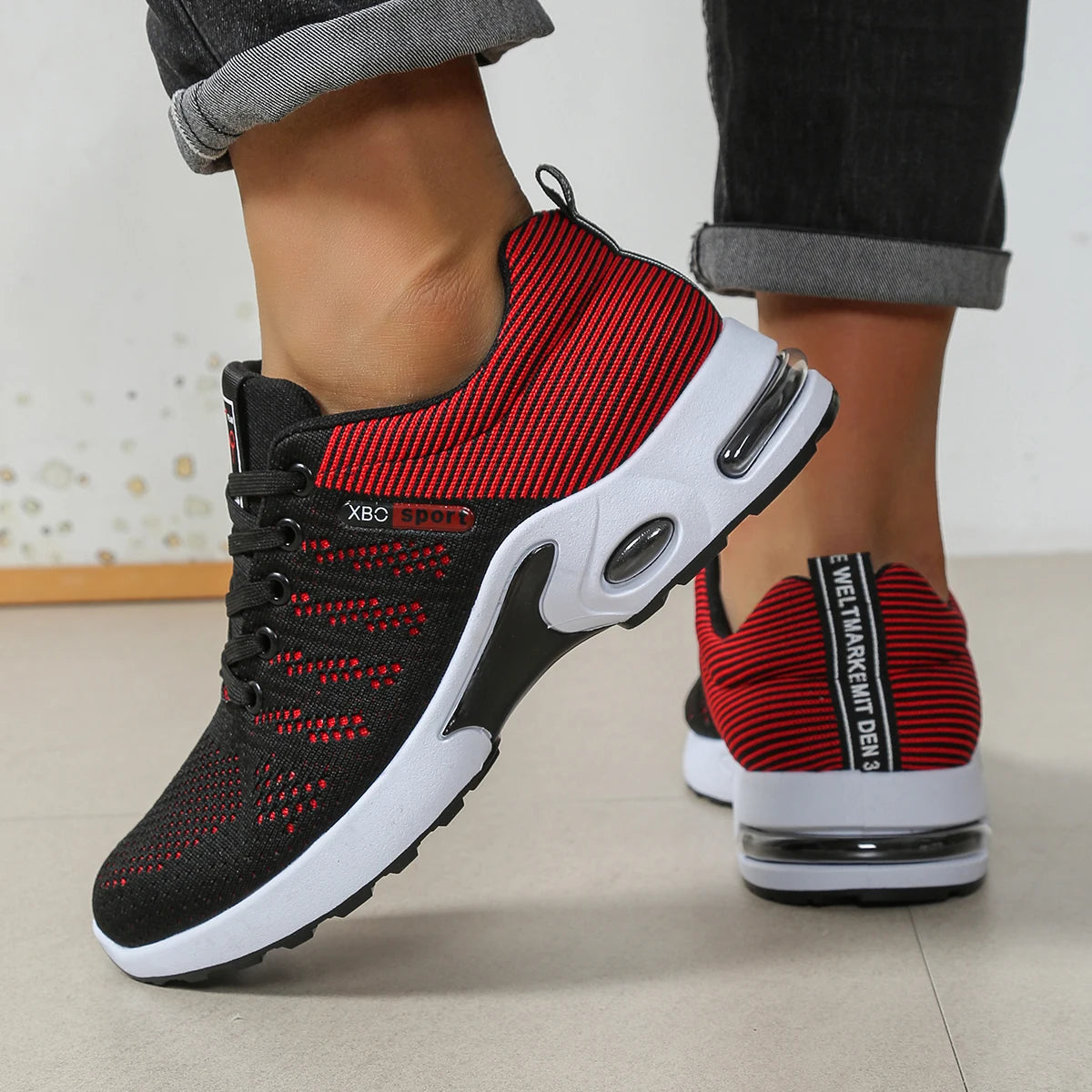 Men's breathable lace-up running shoes with non-slip soles, durable design, and pillow comfort for active wear.