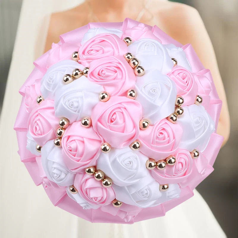 Navy silk rose wedding bouquet with artificial flowers, 20cm size, featuring realistic silk roses and greenery.
