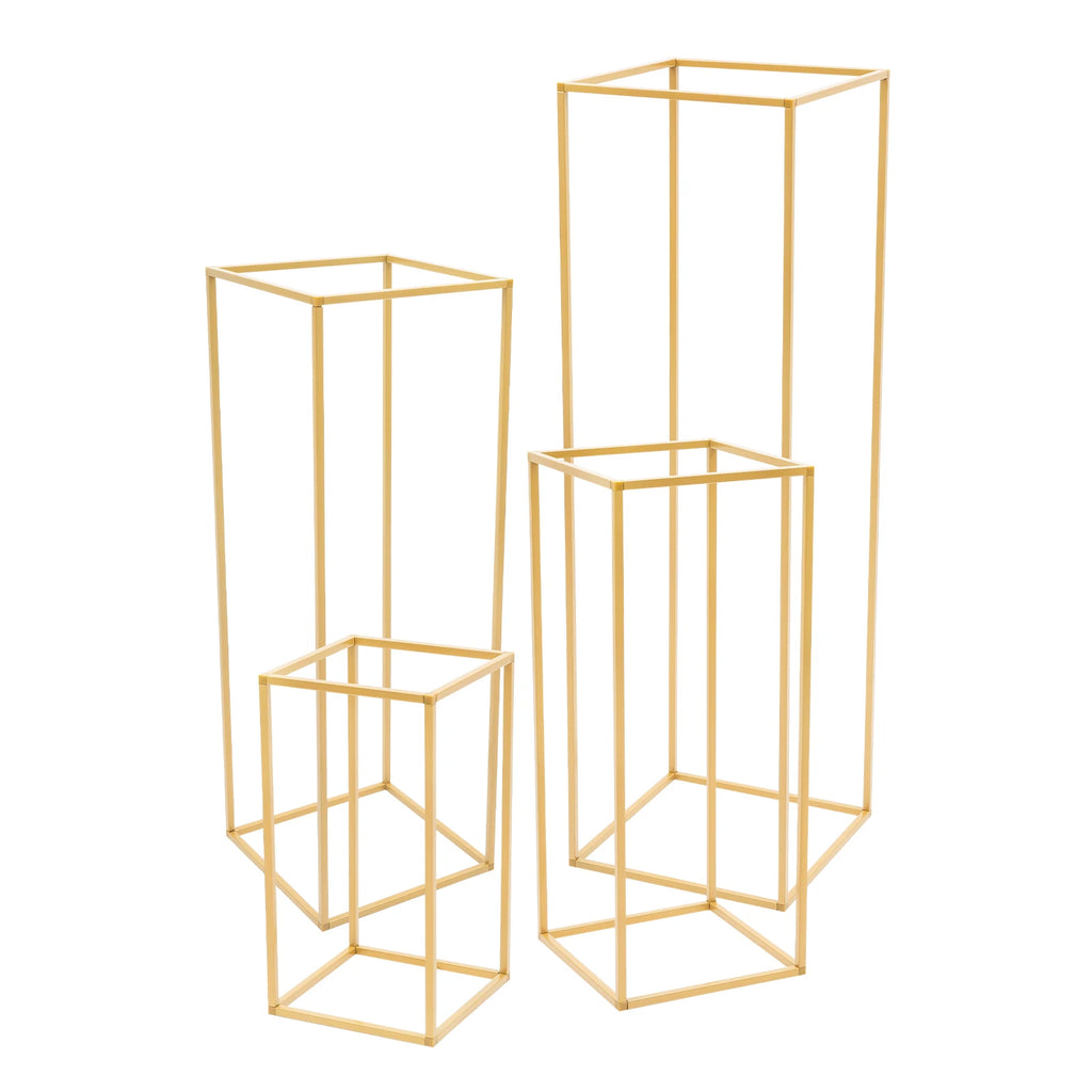 4 Different Height Metal Wedding Flower Stand Floor Geometric Vase Set Wedding Centerpieces For Table Tall Decorations For Party