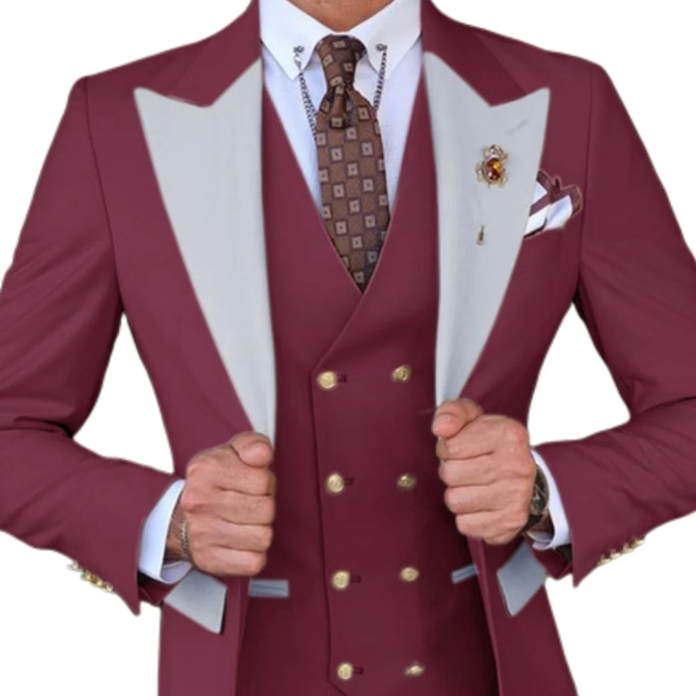 Formal Men's Suits 3 Pcs Slim Fit Suit Classical Groomsman Tuxedo Wedding Formal Party  Set  Wedding Prom (Jacket+ Pants +Vest)