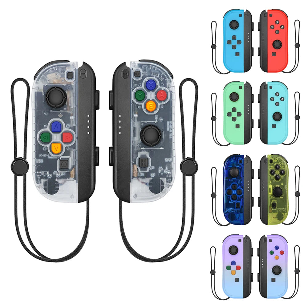 Wireless Showlu Joy Cons gamepad for Nintendo Switch with Bluetooth, vibration, turbo, and wake-up function, featuring ergonomic joysticks.