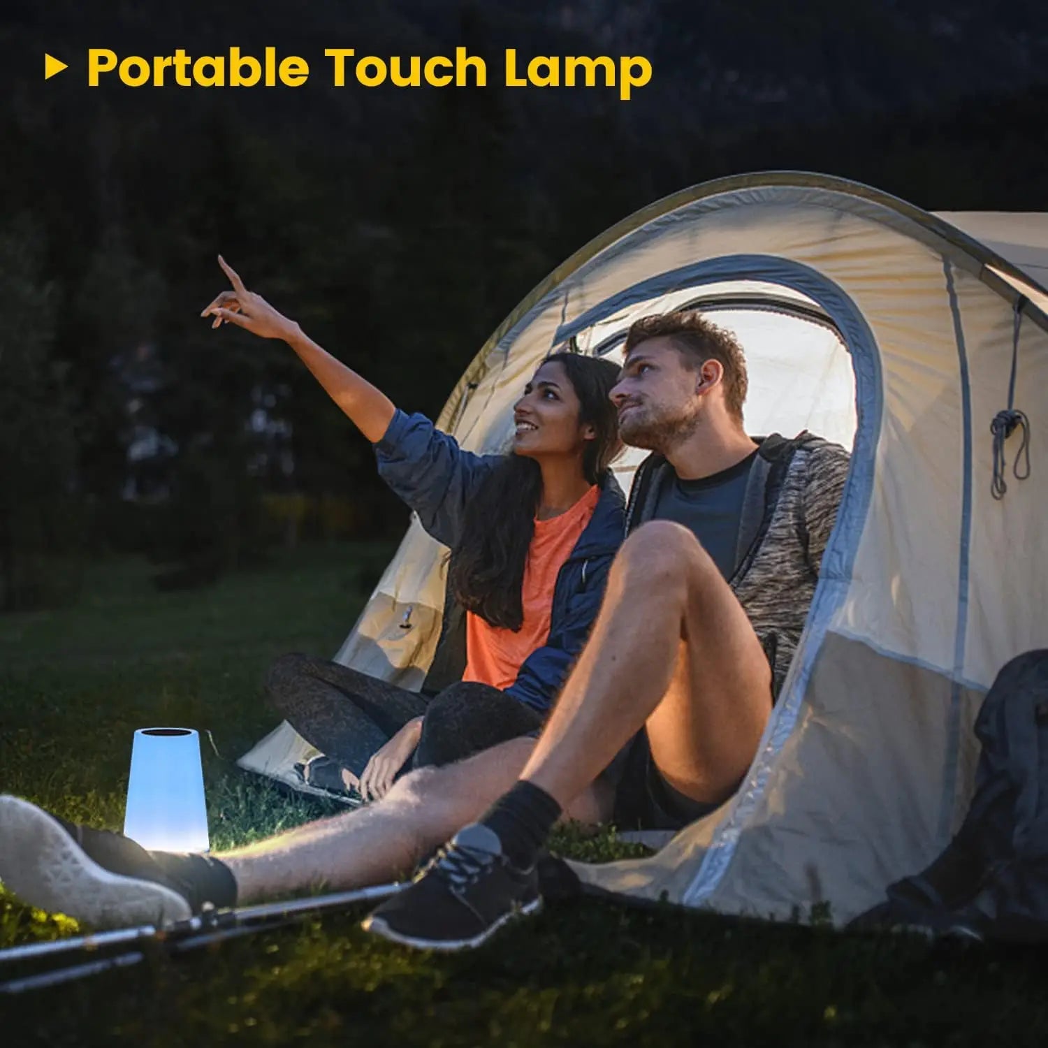 Showlu Smart General RGB Touch Remote Night Light displaying colorful lighting and touch controls in a modern setting.
