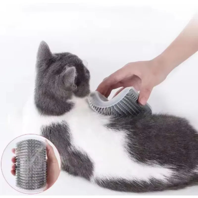 Showlu Fashion Store cat self-groomer wall corner massage brush with soft rubber for pet grooming, hair removal, and shedding control.