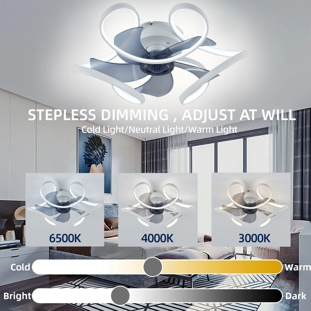 IRALAN Modern ceiling fan with light colorful style, silent ceiling led light fan fans with remote control for room living room