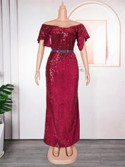 Luxury Sequin Mermaid Dresses For Women Wedding Party Sexy Robe African Turkey Evening Gown Birthday Prom Long Dress Clothing
