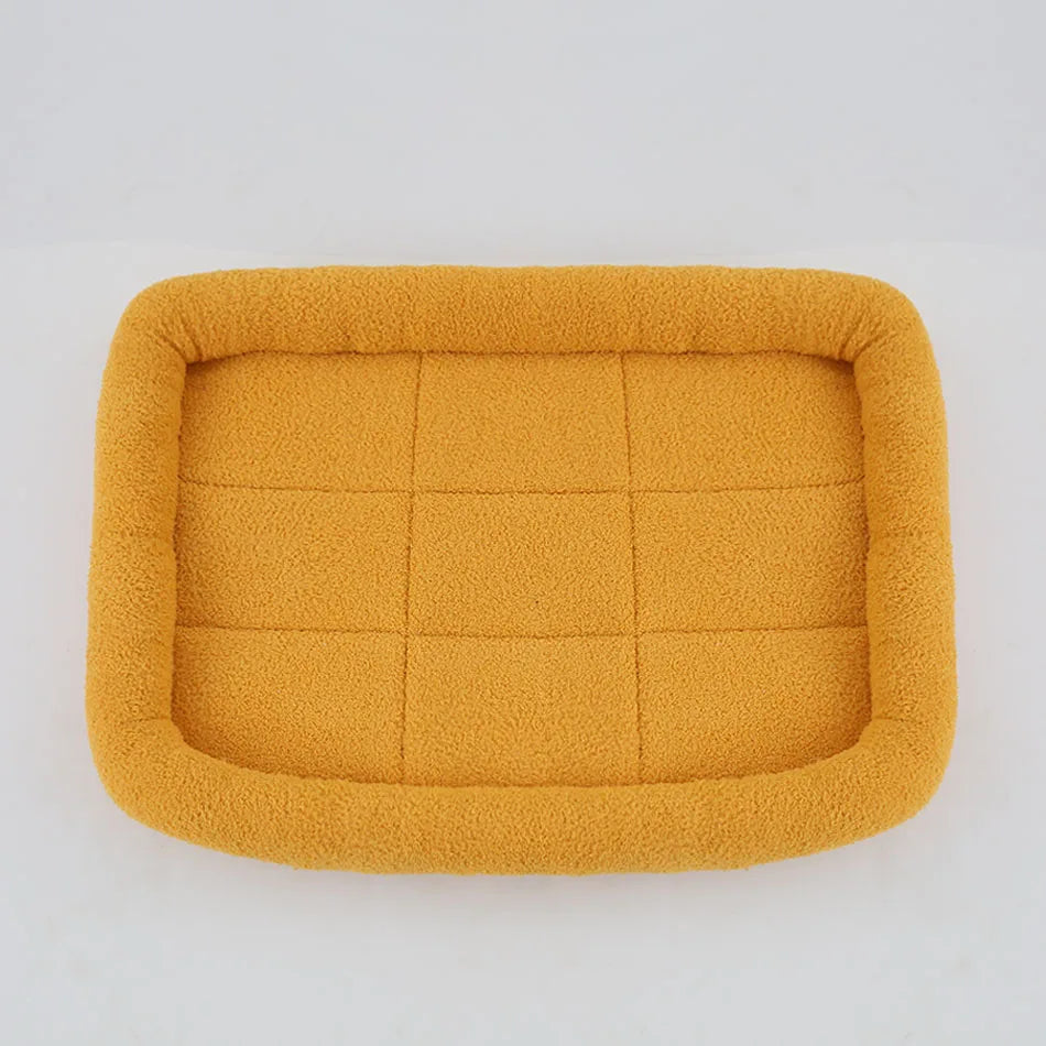 Large plush square dog bed with soft cushion for cats and small to medium dogs, ideal pet sleep house and kennel accessory