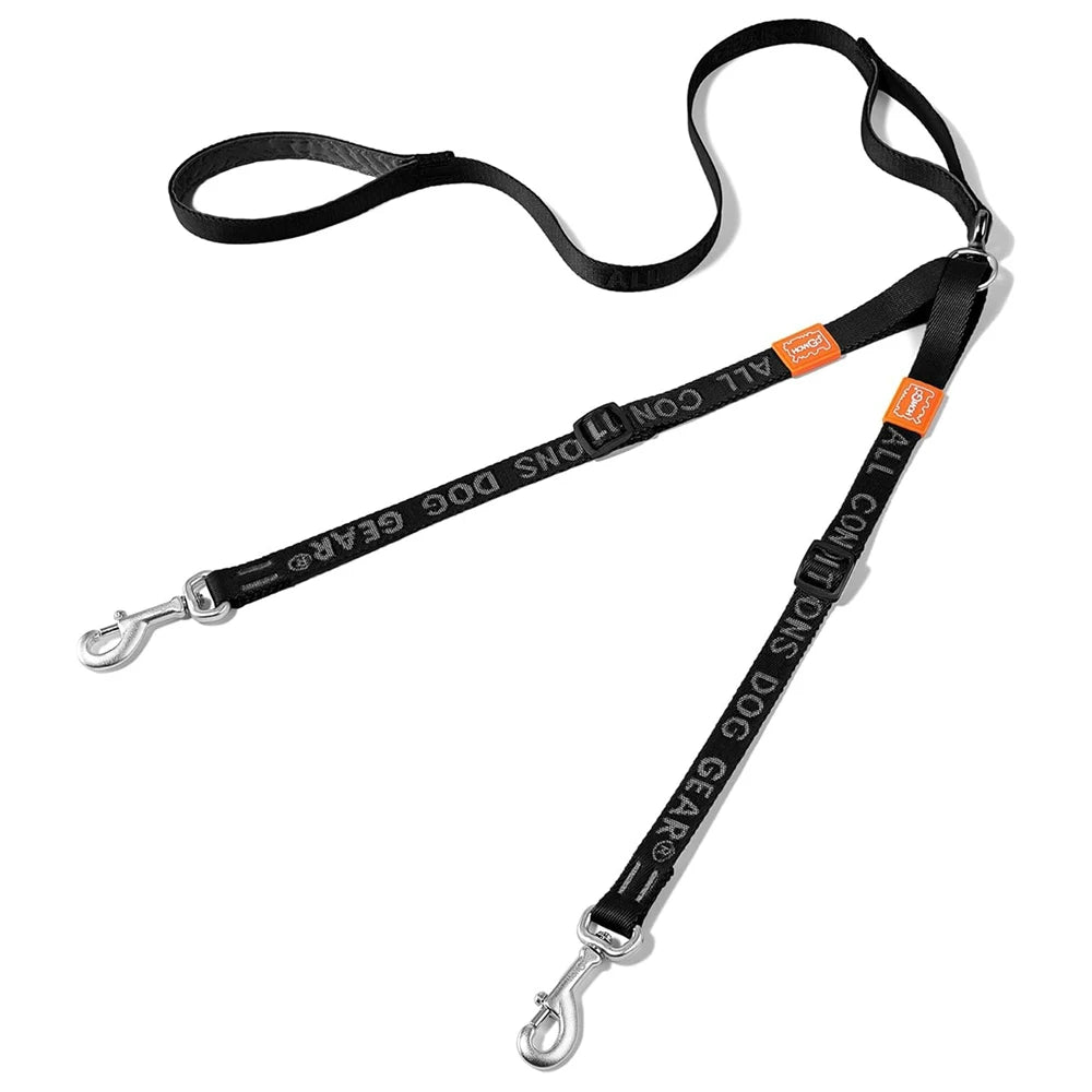 Showlu Fashion Store Howgo Double Dog Leash with adjustable nylon dual lead and tangle-free design for walking two dogs simultaneously.